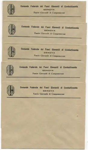 CAMPOMORONE (Genua), 5 Umschläge mit den Überschriften Jugendbündel Kampf