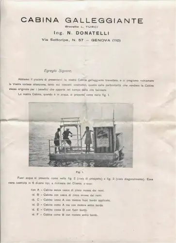 GENUA, faltbare Werbung Schwimmkabine, Ing. Donatelli m