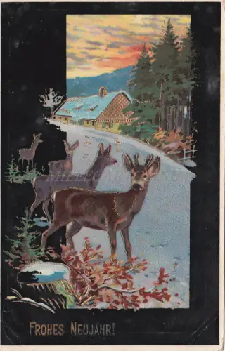 GRUSS - Frohes Neujahr - Golden Embossed