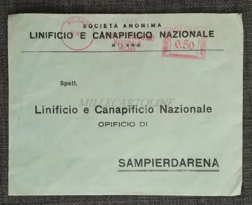 S.A. LINIFICIO E CANAPIFICIO NAZ. - Reiseumschlag 1929 Opificio Sampierdarena