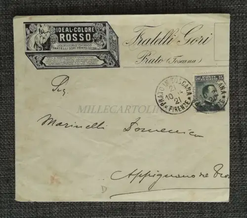 FRATELLI GORI PRATO - Lab. Chemiker - Illustrierter Briefumschlag, gereist 1914