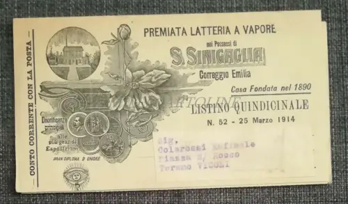 DAMPFMILCH S. SINIGAGLIA CORREGGIO EMILIA - Postpreisliste 1914