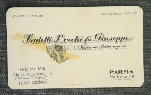 FRATELLI BOCCHI AUTOTRANSPORTTI GENUA PARMA - Illustrierte Visitenkarte