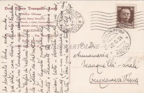 BOLOGNA - Dr. Ettore Tranquilli Leali, Arzt Chirurg 1934