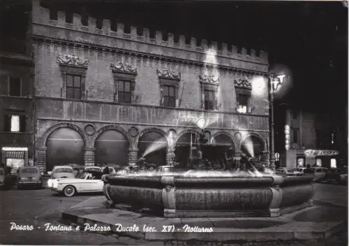 PESARO - Fontana e Palazzo Ducale, Notturno 1961