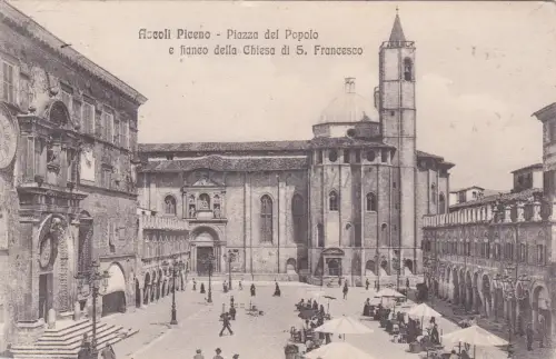 ASCOLI PICENO - Piazza del Popolo und Seite der Kirche S. Francesco