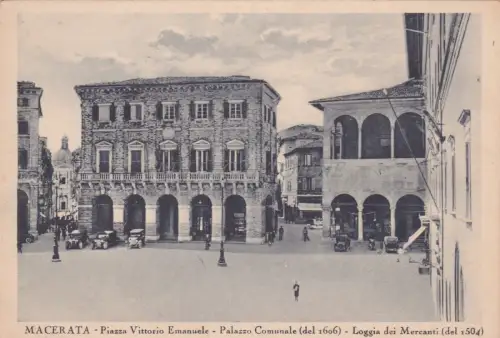 MACERATA - Piazza Vittorio Emanuele, Palazzo Comunale, Loggia dei Mercanti 1937