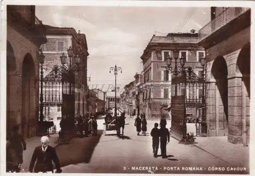 MACERATA - Porta Romana, Corso Cavour - Foto Postkarte Campassi 1936