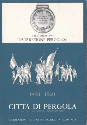 PERGOLA - Hundertjahrfeier Pergolese Insurrezione 1860 1960 Medaille Gold Risorgimento