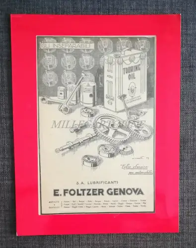 E. FOLTZER GENUA - Bildwerbung Schmierstoffe Touring Oil gerahmt