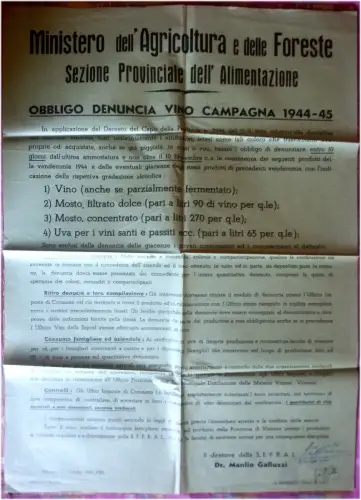 WANDBILD, Min. Land- und Forstwirtschaft, Weinanzeigepflicht Feldzug 1944-45 m