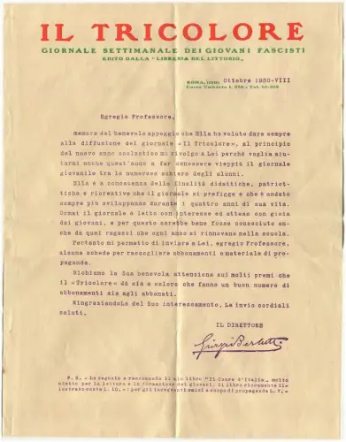 IL TRICOLORE Zeitung Jugendfaschisten, Lot 3 Blatt Kopfzeilen, Rom, 1930 m