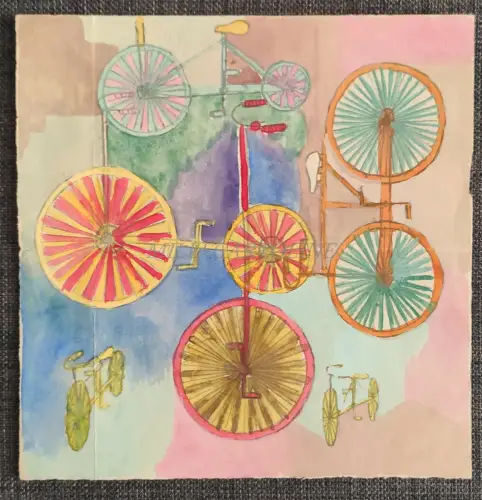FAHRRÄDER - Abstraktes Aquarell auf Papier