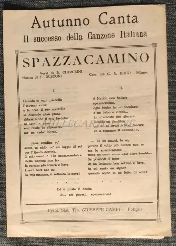 HERBST SINGT - Der Erfolg des italienischen Liedes, Broschüre mit Versen