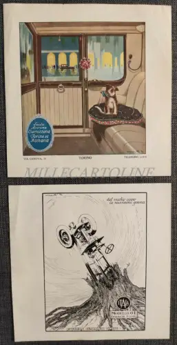 ITALIENISCHES AUTO & RÖMISCHE KAROSSERIE TURIN - 2 Illustrierte Biscaretti-Werbung