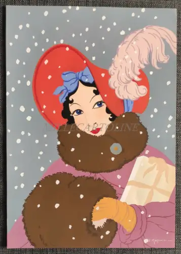 DAMENEINKAUF IM SCHNEE - Tempera Skizze G. Meschini
