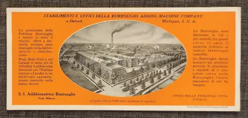 BURROUGHS ADDING MACHINE COMPANY DETROIT MILANO - Ad Blotter
