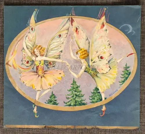 FEEN HULA-HOOP GARDEN - Handgezeichnete Grüße von A. Cooke 1958