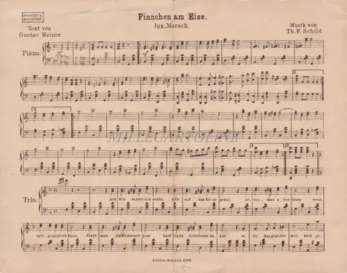 MUSIK - Musikale Postkarte - Finnchen am Eise Jux Marsch, Reiner Schild 1902
