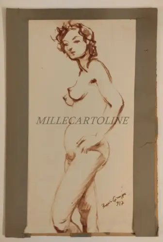 AKTSKIZZE FRAU GIUSEPPE RAGGIO - Geschenk L. De Martini Garofalo a amica 1918