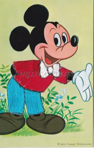 WALT DISNEY - Mickey Mouse, Seide bestickt
