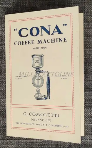 CONA COFFE MACHINE - Werbekarton G. Comoletti Milano