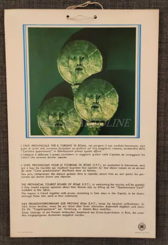 ENIT - Busplakat 70er Jahre Rom Postkarte Fragebogen und Mund Wahrheit
