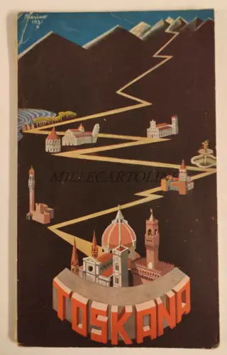 TOSKANA - Broschüre mit Foto und Karte ENIT 1931 Nerino Toskana