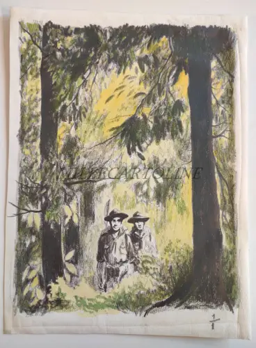 SCOUT IM WALD - 1 Pastellzeichnung & 1 Aquarell