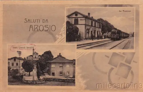 * AROSIO - Viale Grandi Invalidi und Bahnhof mit Zug