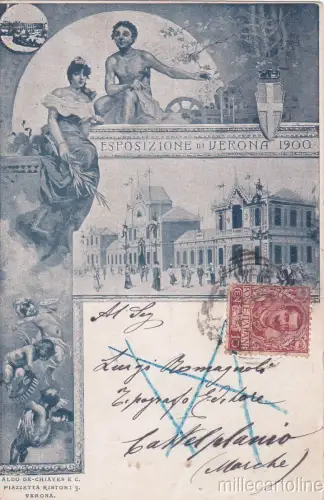 * AUTOGRAMM - Ausstellung in Verona 1900 - Zeichnung und Unterschrift von Aldo De Chaves