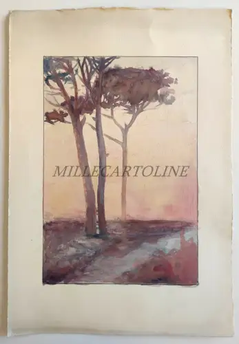 KIEFERNWALD BEI SONNENUNTERGANG - Aquarell