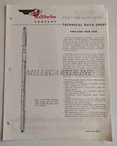 HALLIBURTON DUNCAN OKLAHOMA - Turbing Hydro Spring Tester