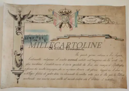 MILITARIA 1912 Zeichnung für Kommandeur Libyen Ägäis Griechenland 16. Infanterieregiment