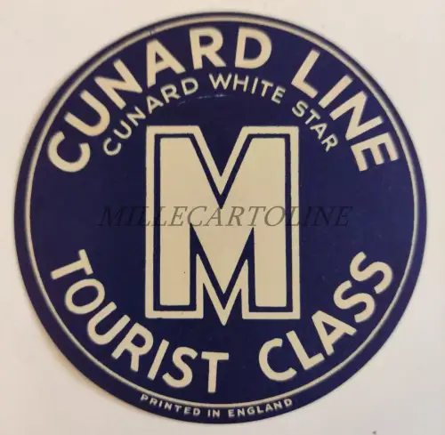 CUNARD LINE - White Star M Tourist Class Label Dampfschiff