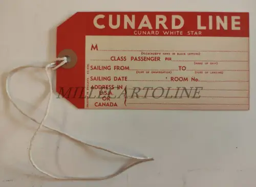 CUNARD LINE - Gepäckanhänger Dampfschiff