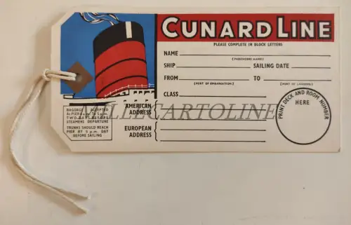 CUNARD LINE - Gepäckanhänger Dampfschiff
