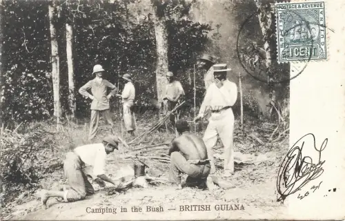BRITISH GUIANA - Camping im Busch - Westindische Ansicht Postkarte