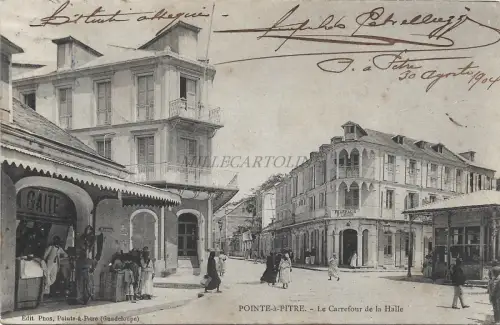 GUADELOUPE - Le Carrefour de la Halle 1904 Postkarte Ed.Phos Pointe a Pitre