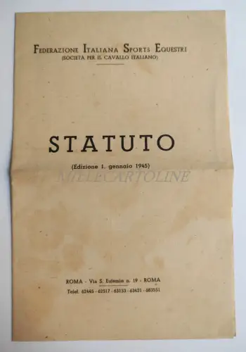 FEDERAZIONE ITALIANA SPORTS EQUESTRI - Statuto 1945 Rippica