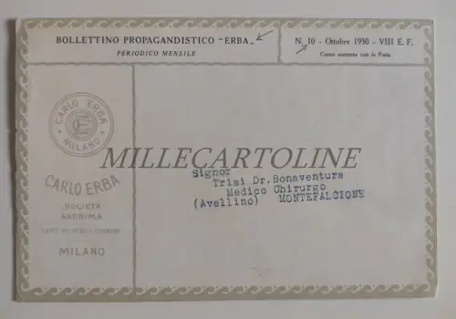 BULLETINO PROPAGANDISTICO CARLO ERBA MILANO - Nr. 10 Oktober 1930