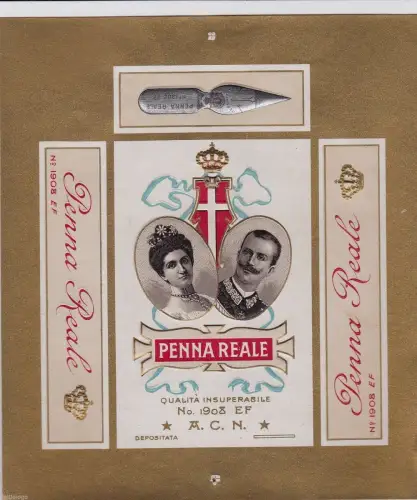 # PENNINI..VITT. EMANUELE und KÖNIGIN ELENA - KOMPLETTES ETIKETT FÜR FEDERBOX