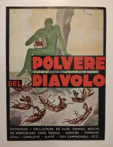 TEUFELSPULVER - Faltbare Insektizid-Werbung, Montecatini Milano
