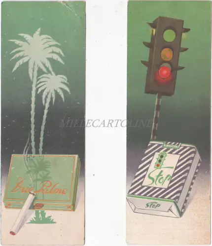 ZWEI PALMEN, STOP, MAZEDONIEN GOLD, EVE - 2 Zigaretten Werbelesezeichen