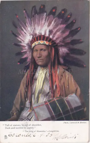 INDIANER - Hiawatha, Tuck's Oilette Postkarte 1905 2