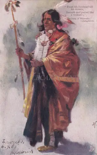INDIANER - Hiawatha, Tuck's Oilette Postkarte 1905 4