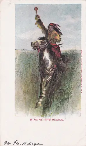INDIANER - King of the Plains, Serning, Postkarte 1904 Privatkarte Ticonderoga