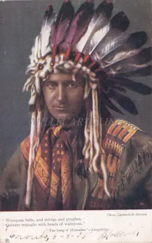 INDIANER - Hiawatha, Tuck's Oilette Postkarte 1905 3