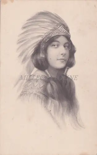 INDIANER - Frau, Boris Schlesinger, Postkarte