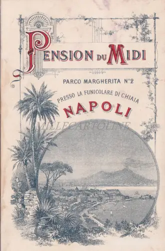 PENSION DU MIDI NAPOLI - Standseilbahn Chiaia, Werbefalt, Karte